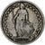 Suiza, Franc, 1887, Berne, Plata, BC+, KM:24
