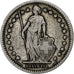Suiza, Franc, 1887, Berne, Plata, BC+, KM:24