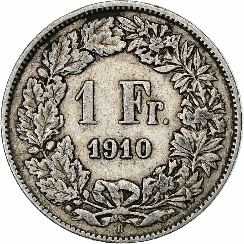 Suiza, Franc, 1910, Bern, Plata, BC+, KM:24