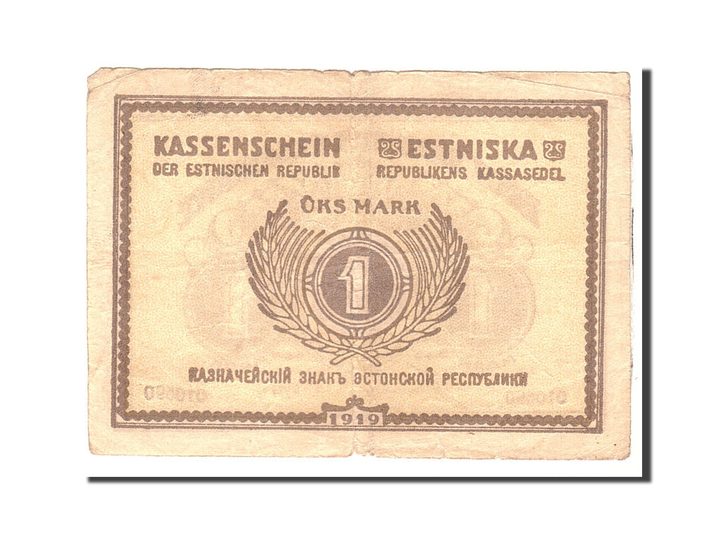 Billet, Estonia, 1 Mark, 1919, Undated, KM:43a, TTB