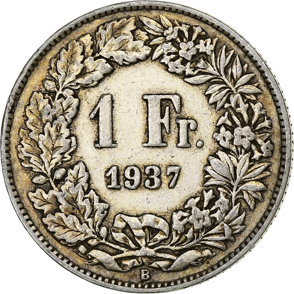 Svizzera, Franc, 1937, Bern, Argento, MB+, KM:24