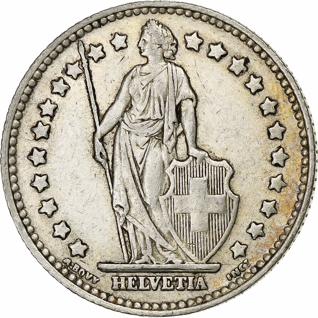 Szwajcaria, Franc, 1945, Bern, Srebro, VF(30-35), KM:24