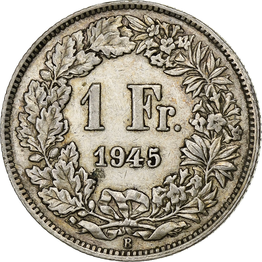 Szwajcaria, Franc, 1945, Bern, Srebro, VF(30-35), KM:24