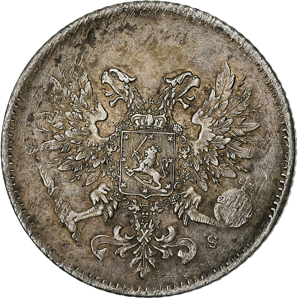 Finlandia, 25 Penniä, 1917, Helsinki, Srebro, AU(55-58), KM:19