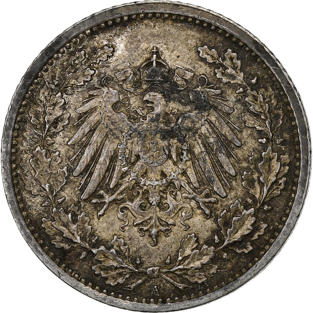 GERMANY - EMPIRE, 1/2 Mark, 1915, Berlin, Silver, AU(50-53), KM:17