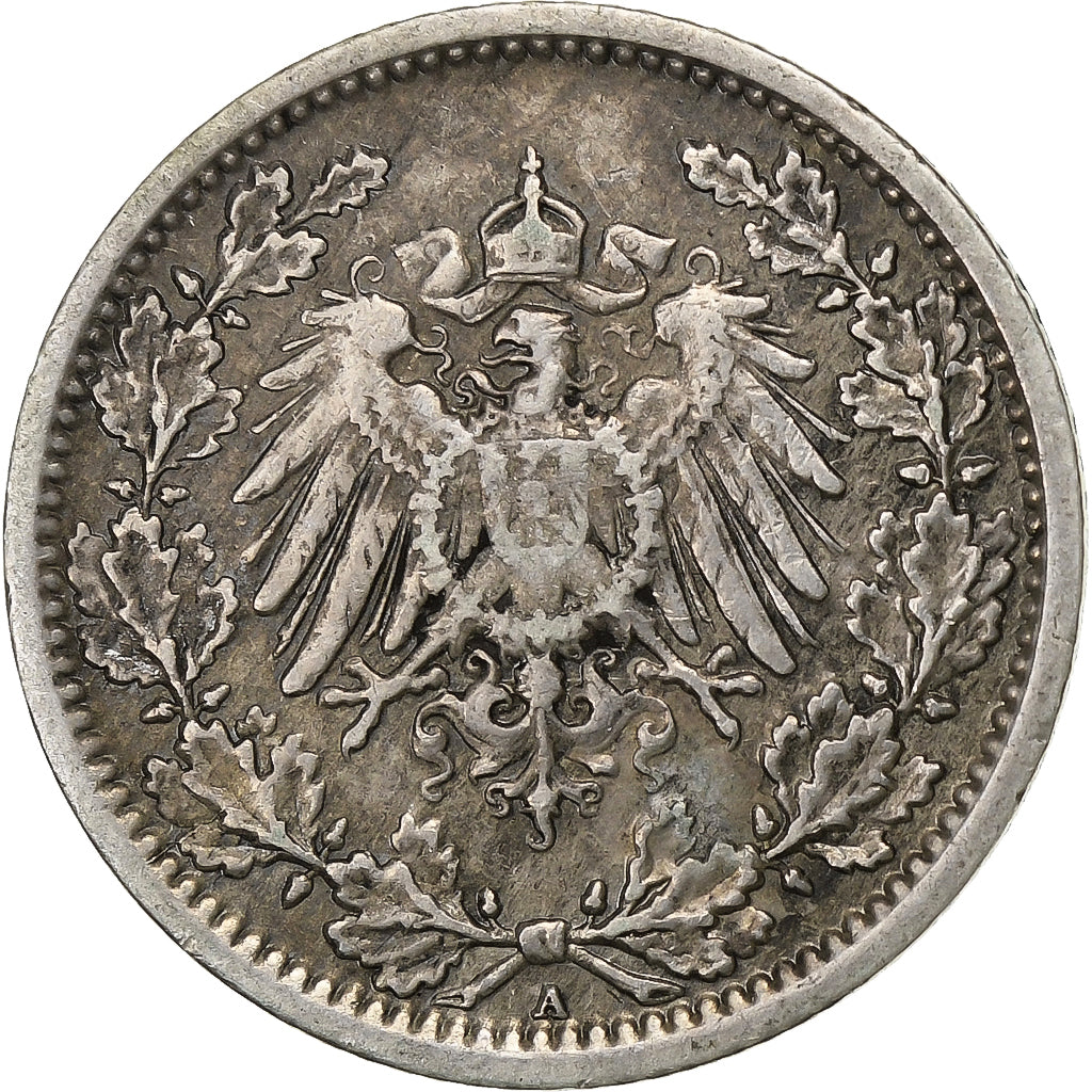 GERMANIA - IMPERO, 1/2 Mark, 1918, Berlin, Argento, BB, KM:17