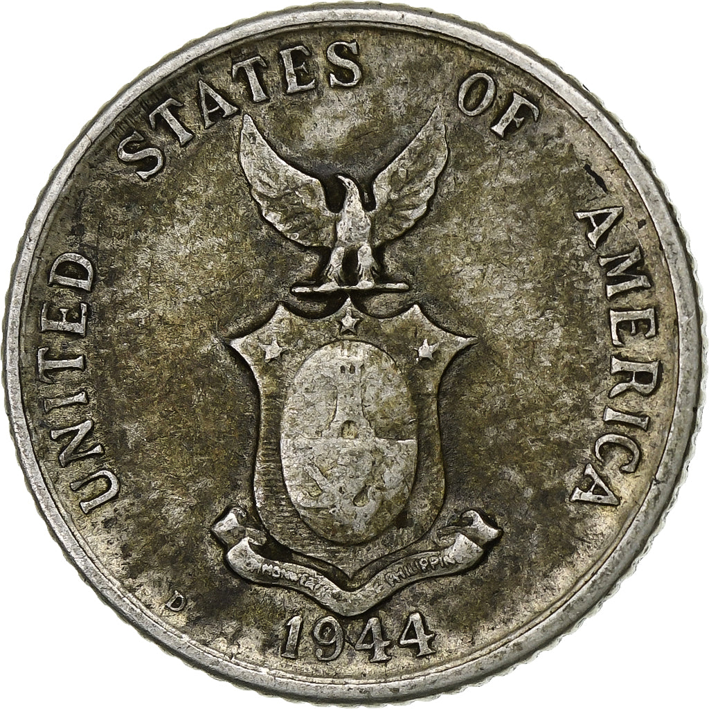 Fillipijnen, 20 Centavos, 1944, Denver, Zilver, FR+, KM:182