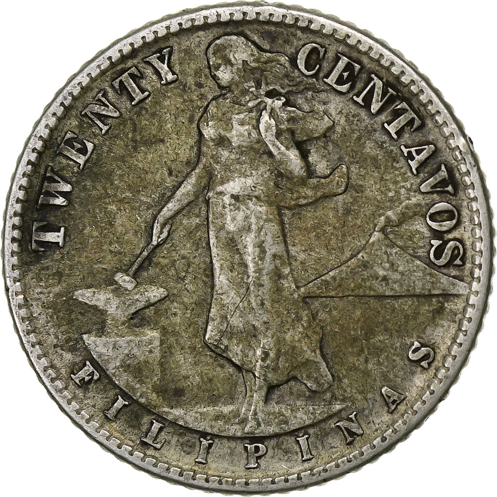 Fillipijnen, 20 Centavos, 1944, Denver, Zilver, FR+, KM:182