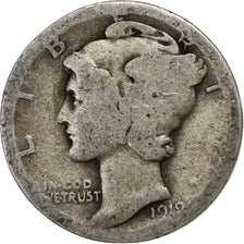 United States, Dime, Mercury Dime, 1919, U.S. Mint, Silver, F(12-15), KM:140