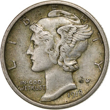 Stati Uniti, Dime, Mercury, 1918, Denver, Argento, BB, KM:140