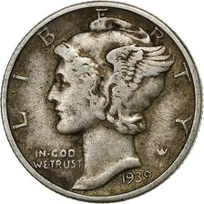 United States, Dime, Mercury Dime, 1939, U.S. Mint, Silver, EF(40-45), KM:140