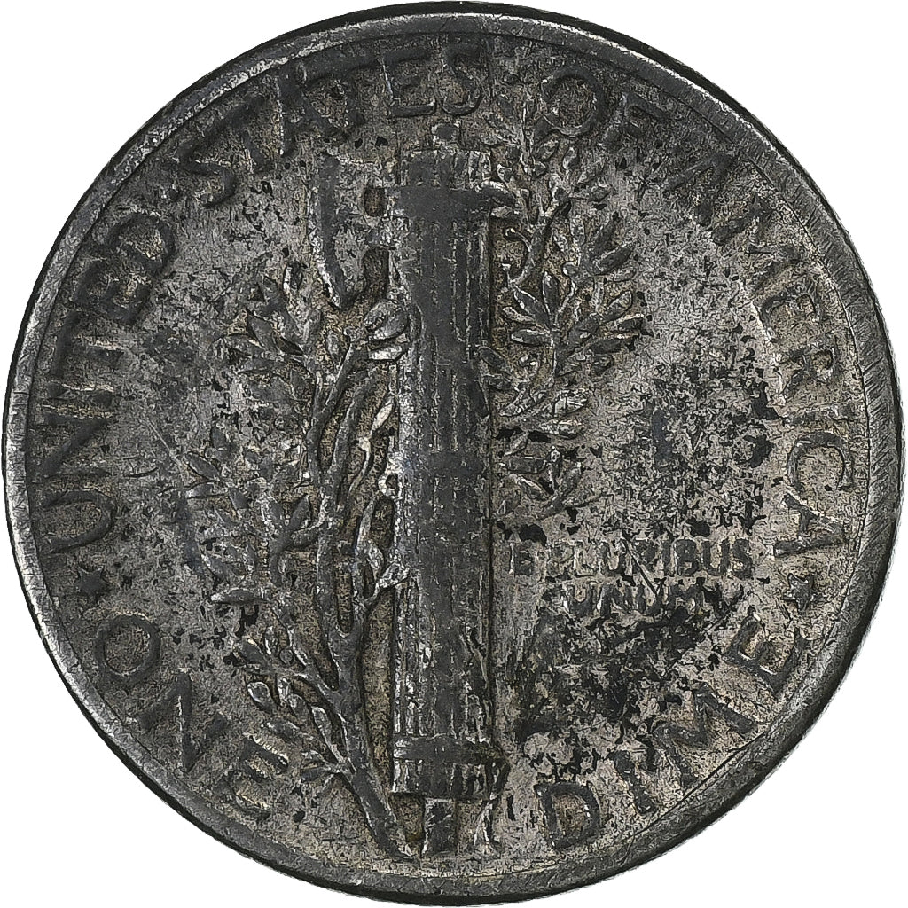 États-Unis, Mercury Dime, 1945, Philadelphie, Argent, TB+, KM:140