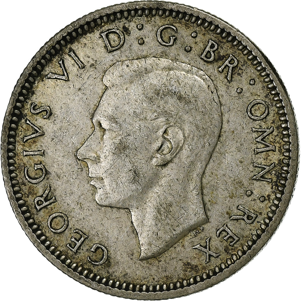 Gran Bretagna, George VI, 6 Pence, 1938, Argento, BB, KM:852