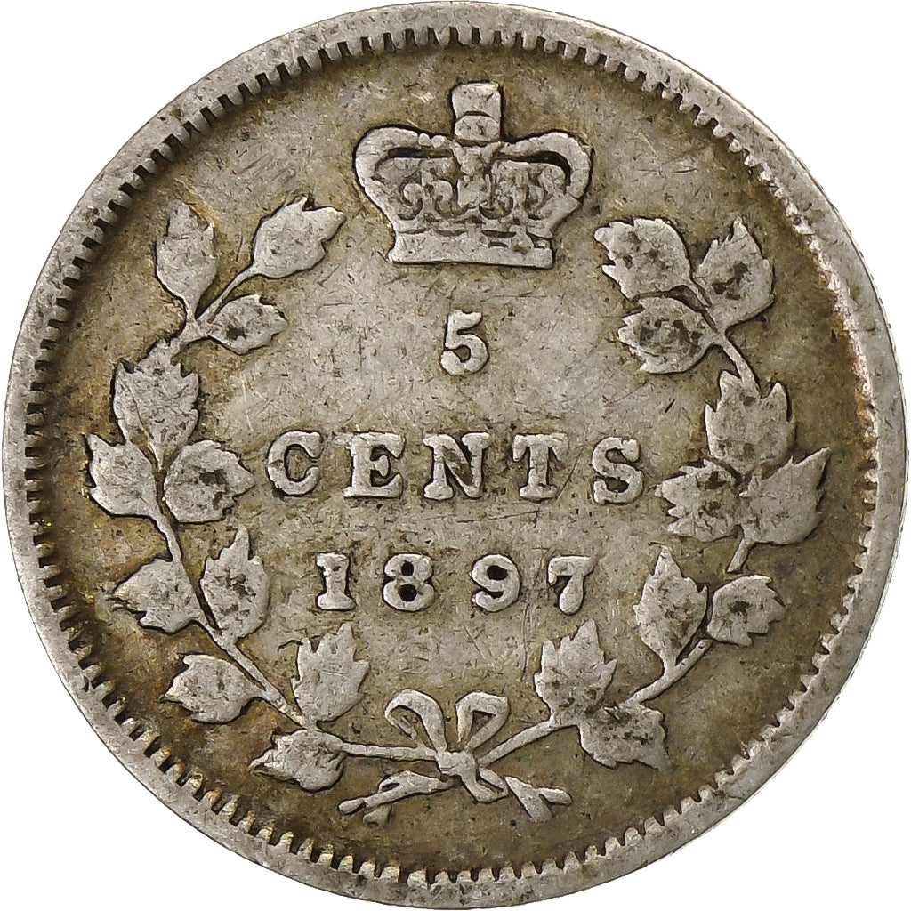 Canada, Victoria, 5 Cents, 1897, Silver, VF(30-35), KM:2