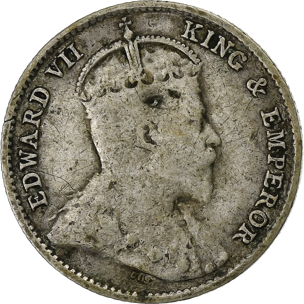 Ceylon, Edward VII, 10 Cents, 1902, Silver, VF(20-25), KM:97