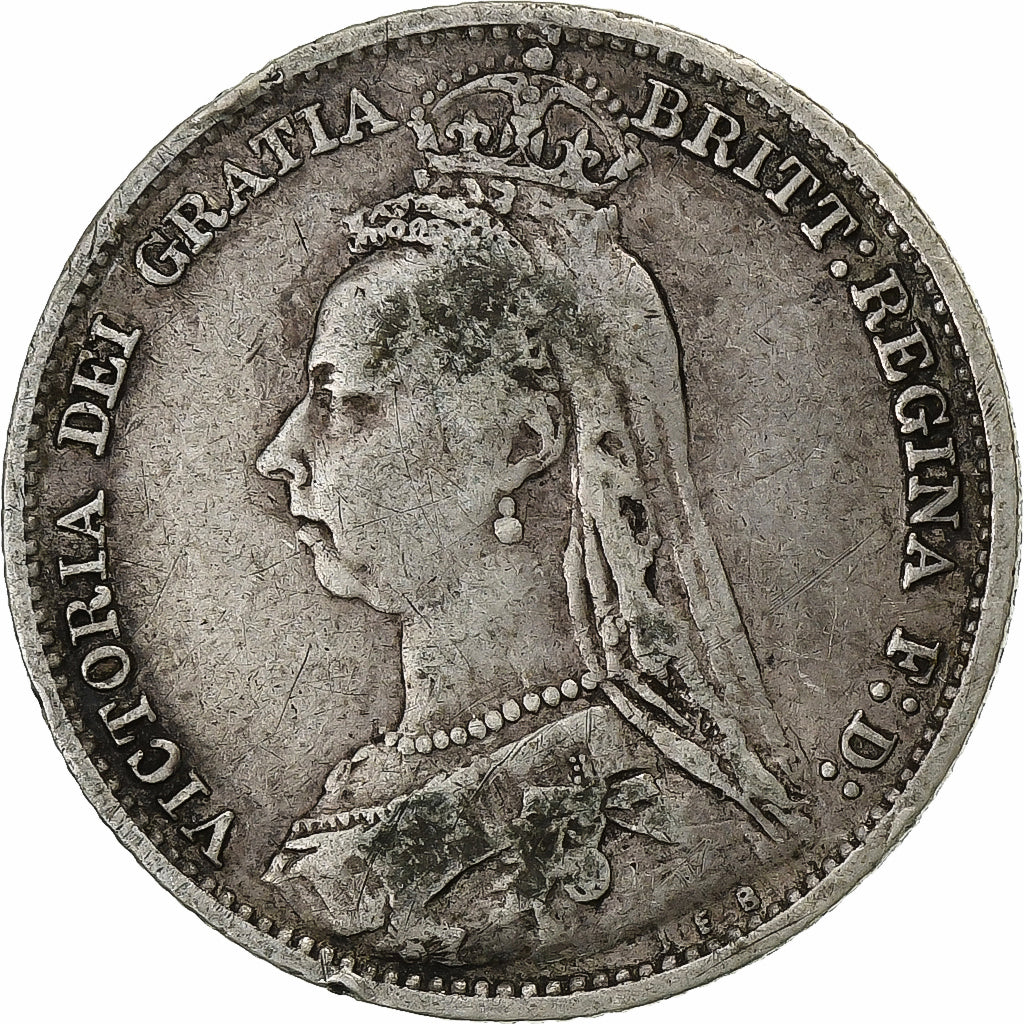 Great Britain, Victoria, 6 Pence, 1892, Silver, EF(40-45), KM:760