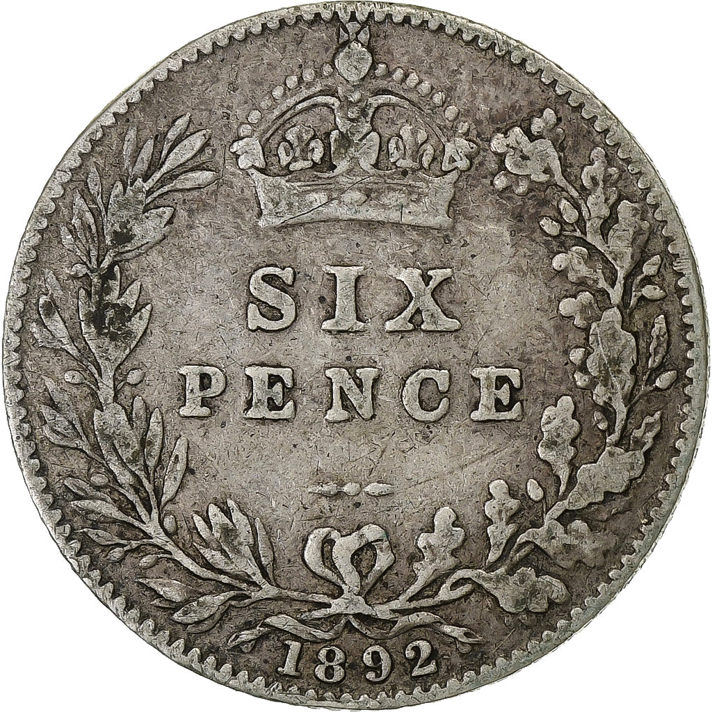 Great Britain, Victoria, 6 Pence, 1892, Silver, EF(40-45), KM:760