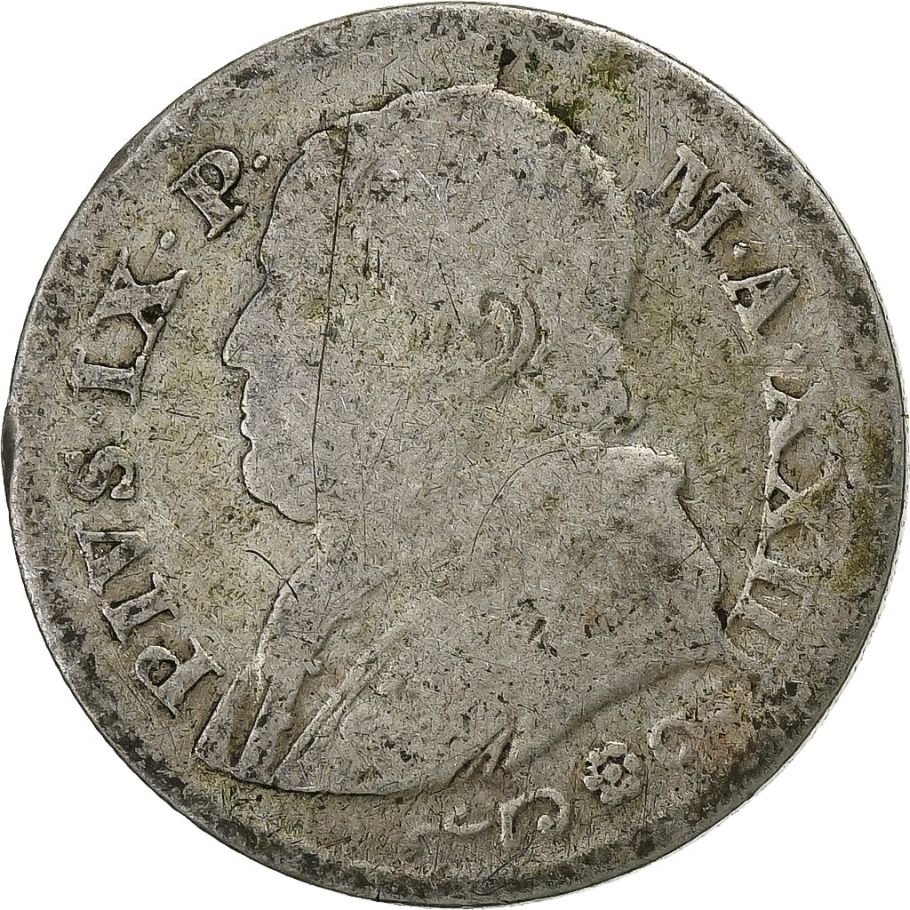 Italiaanse staten, PAPAL STATES, Pius IX, 10 Soldi, 50 Centesimi, 1869, Rome