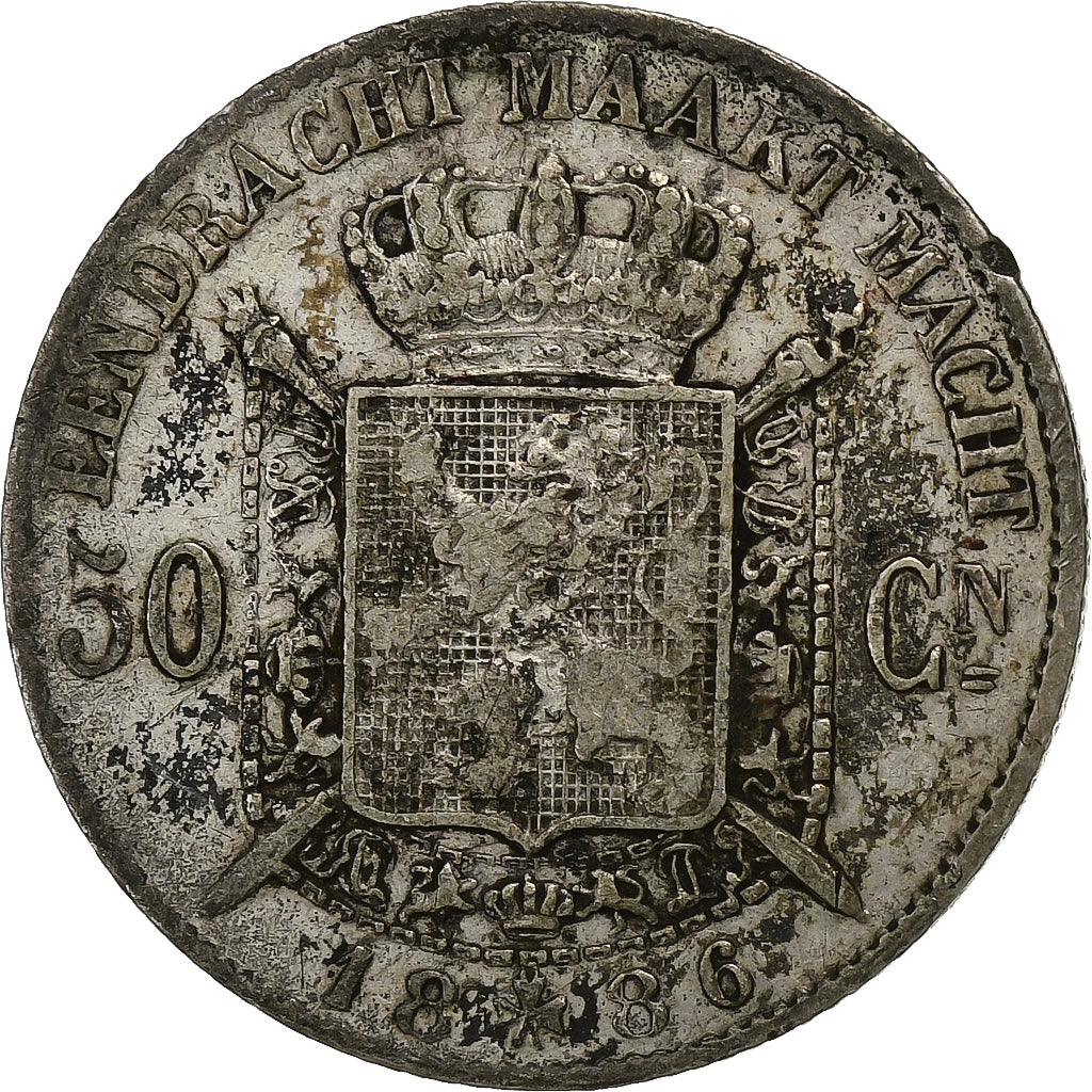 Münze, Belgien, Leopold II, 50 Centimes, 1886, S, Silber, KM:27