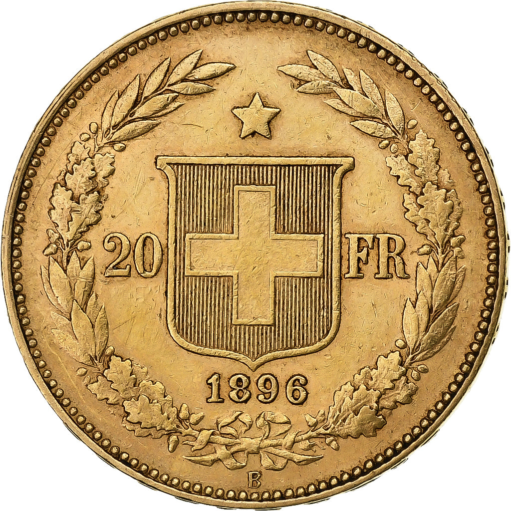 Suiza, 20 Francs, 1896, Bern, Oro, MBC, KM:31.3
