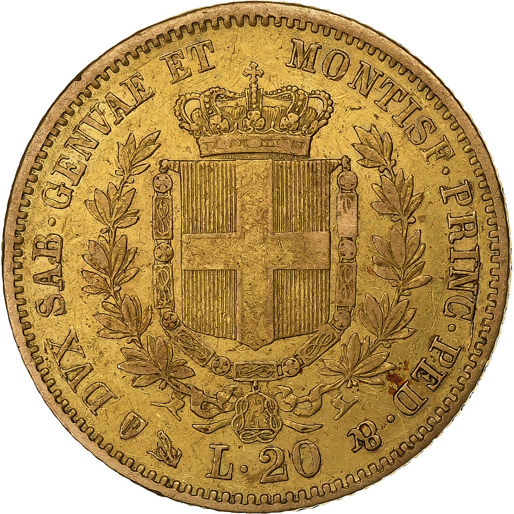 ITALIAN STATES, SARDINIA, Vittorio Emanuele II, 20 Lire, 1851, Genoa, Gold