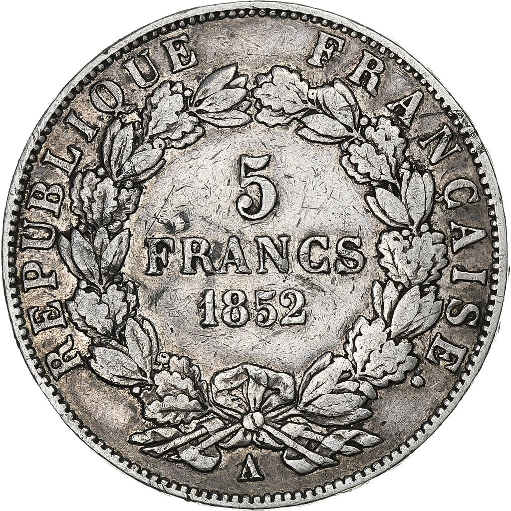 France, 5 Francs, Napoléon III, 1852, Paris, Silver, VF(30-35), Gadoury:726