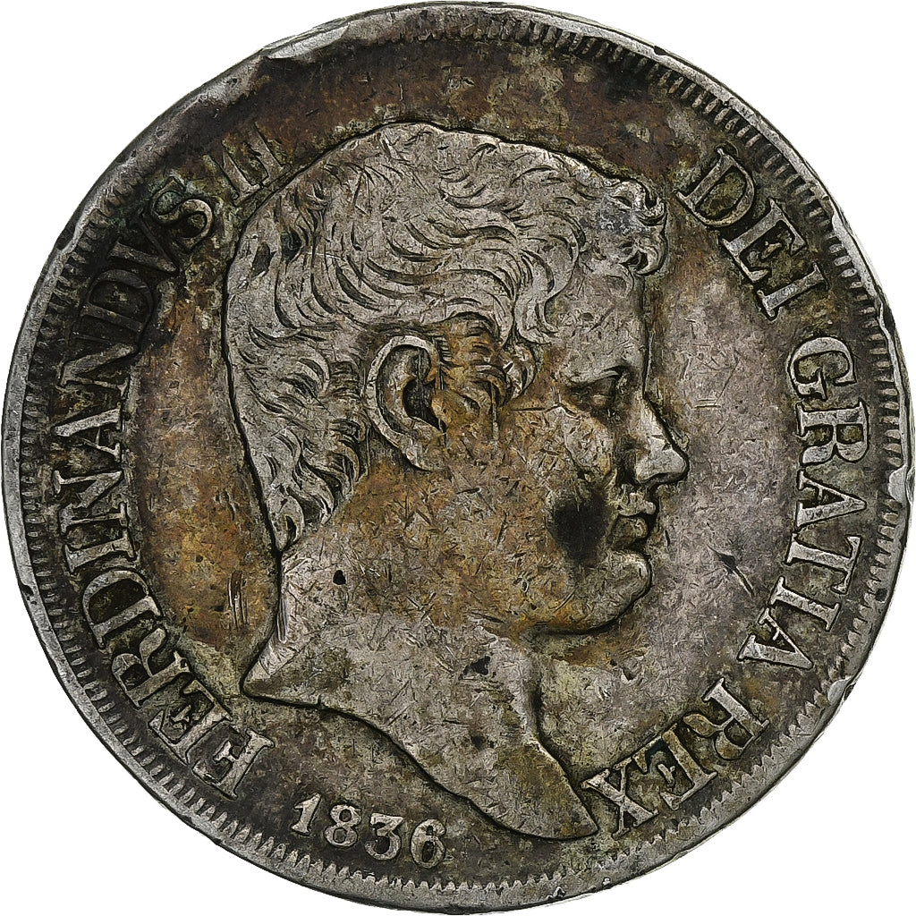Coin, ITALIAN STATES, NAPLES, Ferdinando II, 120 Grana, 1836, VF(20-25), Silver