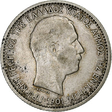 Crete, Prince George, 2 Drachmai, 1901, Paris, Silver, VF(30-35), KM:8