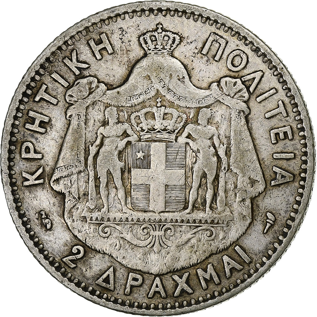 Crete, Prince George, 2 Drachmai, 1901, Paris, Silver, VF(30-35), KM:8