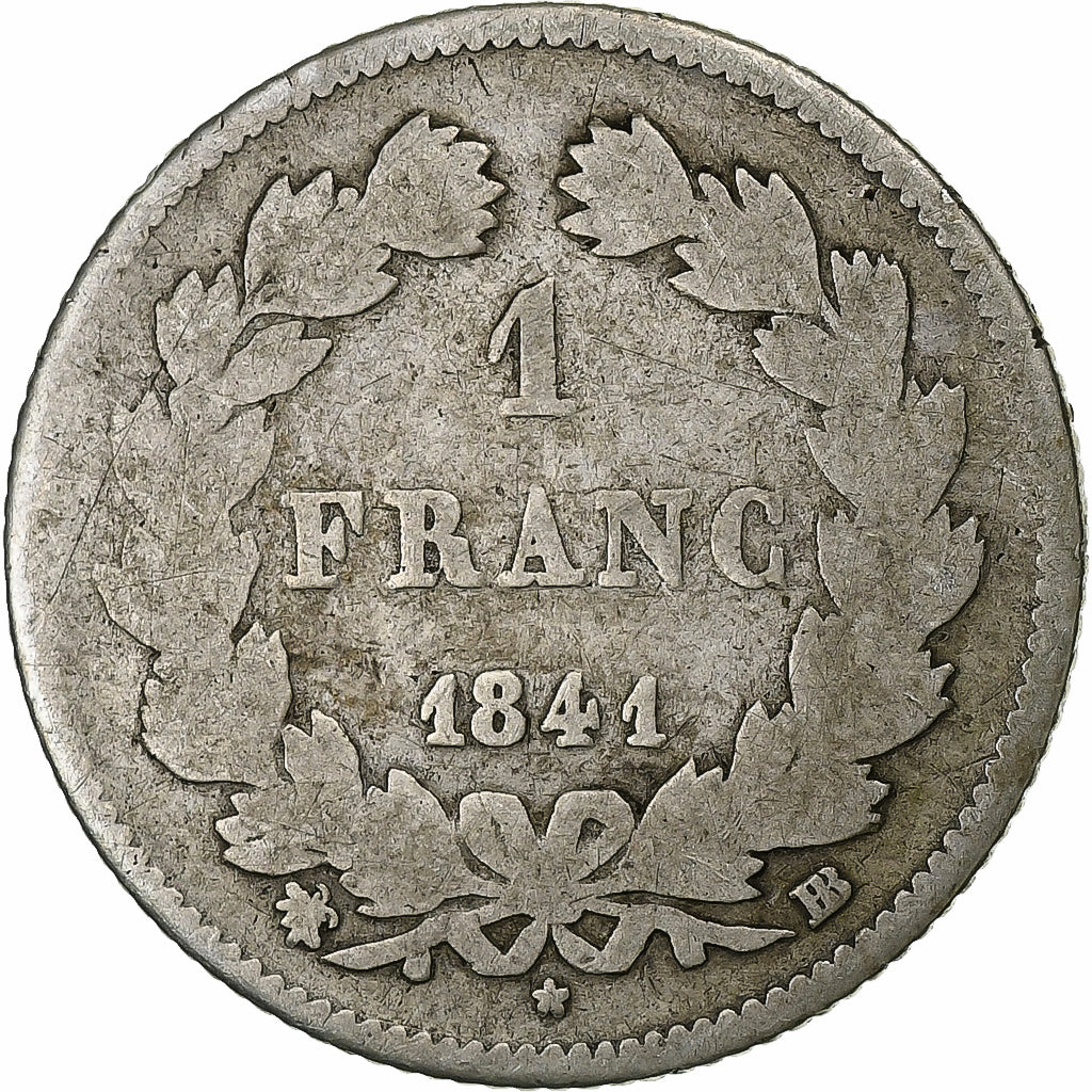 Francia, Franc, Louis-Philippe, 1841, Strasbourg, Plata, BC, Gadoury:453