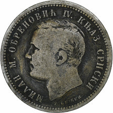 Serbia, Milan I, Dinar, 1875, Silver, VF(20-25), KM:5