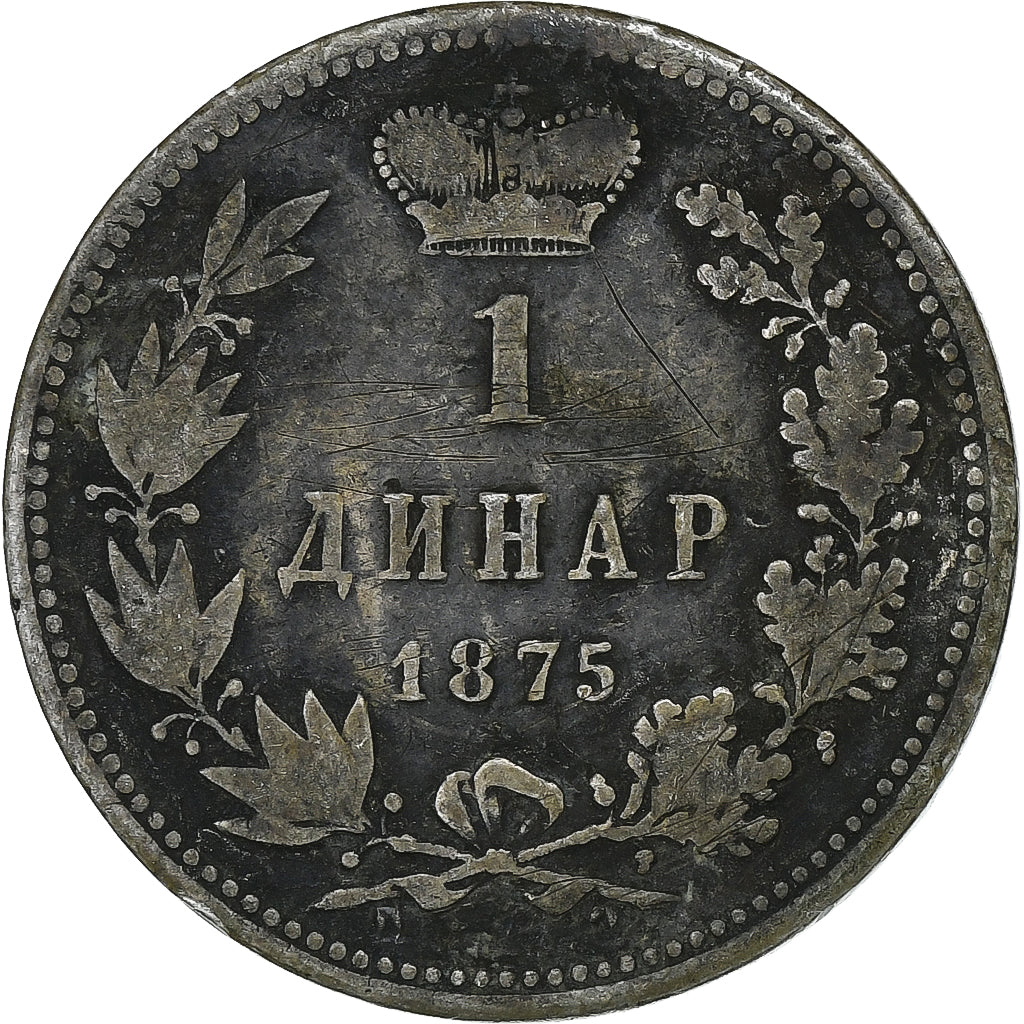 Serbia, Milan I, Dinar, 1875, Silver, VF(20-25), KM:5