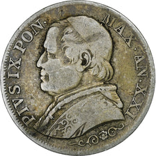 ITALIAN STATES, PAPAL STATES, Pius IX, Lira, 1866, Rome, VF(20-25), Silver