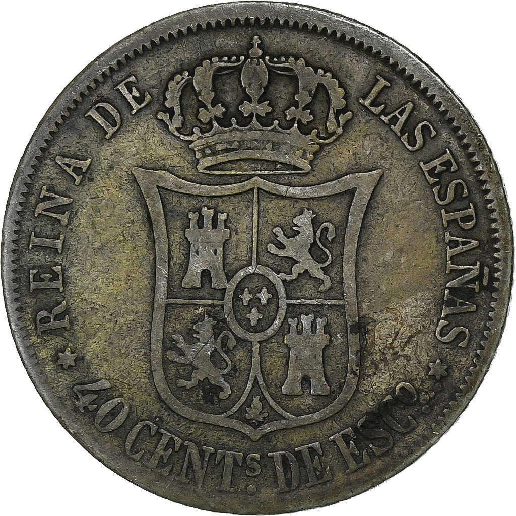 Spain, Isabel II, 40 Centimos, 1866, Madrid, Silver, VF(20-25), KM:628.2