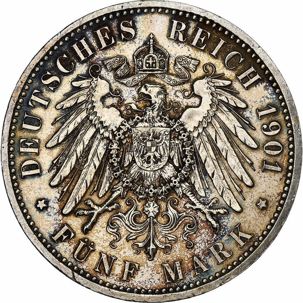 German States, PRUSSIA, Wilhelm II, 5 Mark, 1901, Berlin, Silver, EF(40-45)