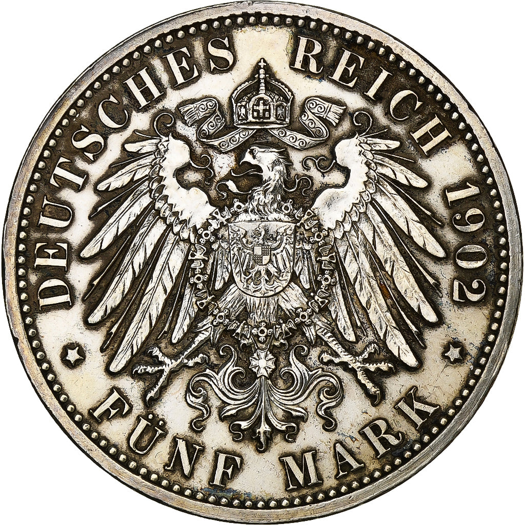 German States, BADEN, Friedrich I, 5 Mark, 1902, Silver, EF(40-45), KM:273