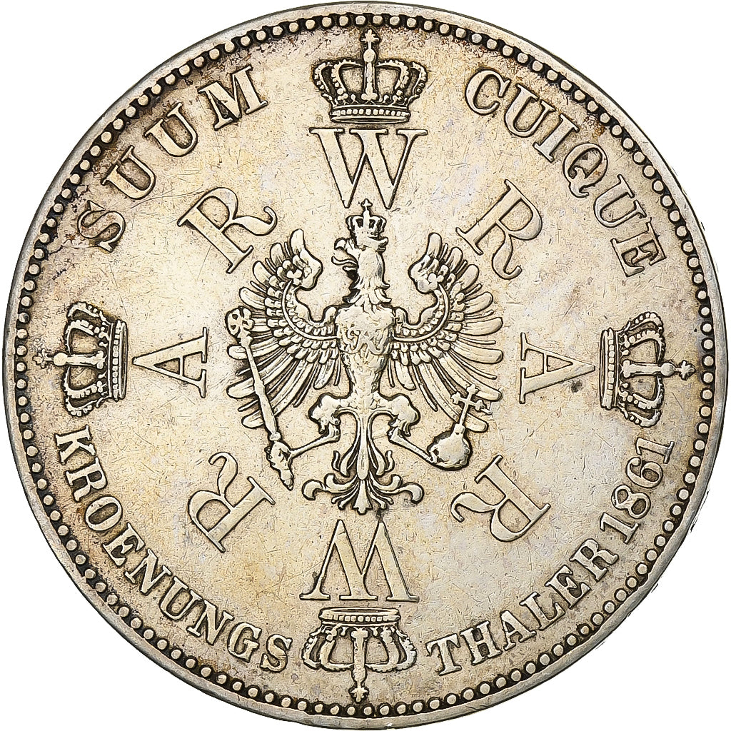 German States, PRUSSIA, Wilhelm I, Thaler, 1861, Berlin, Silver, EF(40-45)