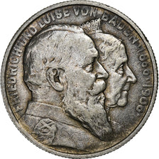 German States, BADEN, Friedrich I, 2 Mark, 1906, Silver, EF(40-45), KM:276