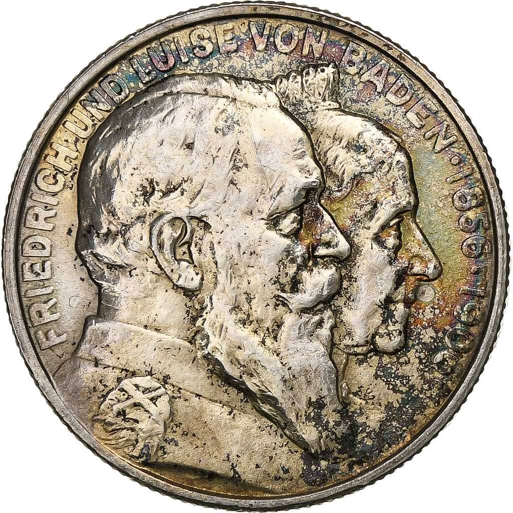 German States, BADEN, Friedrich I, 2 Mark, 1906, Silver, EF(40-45), KM:276