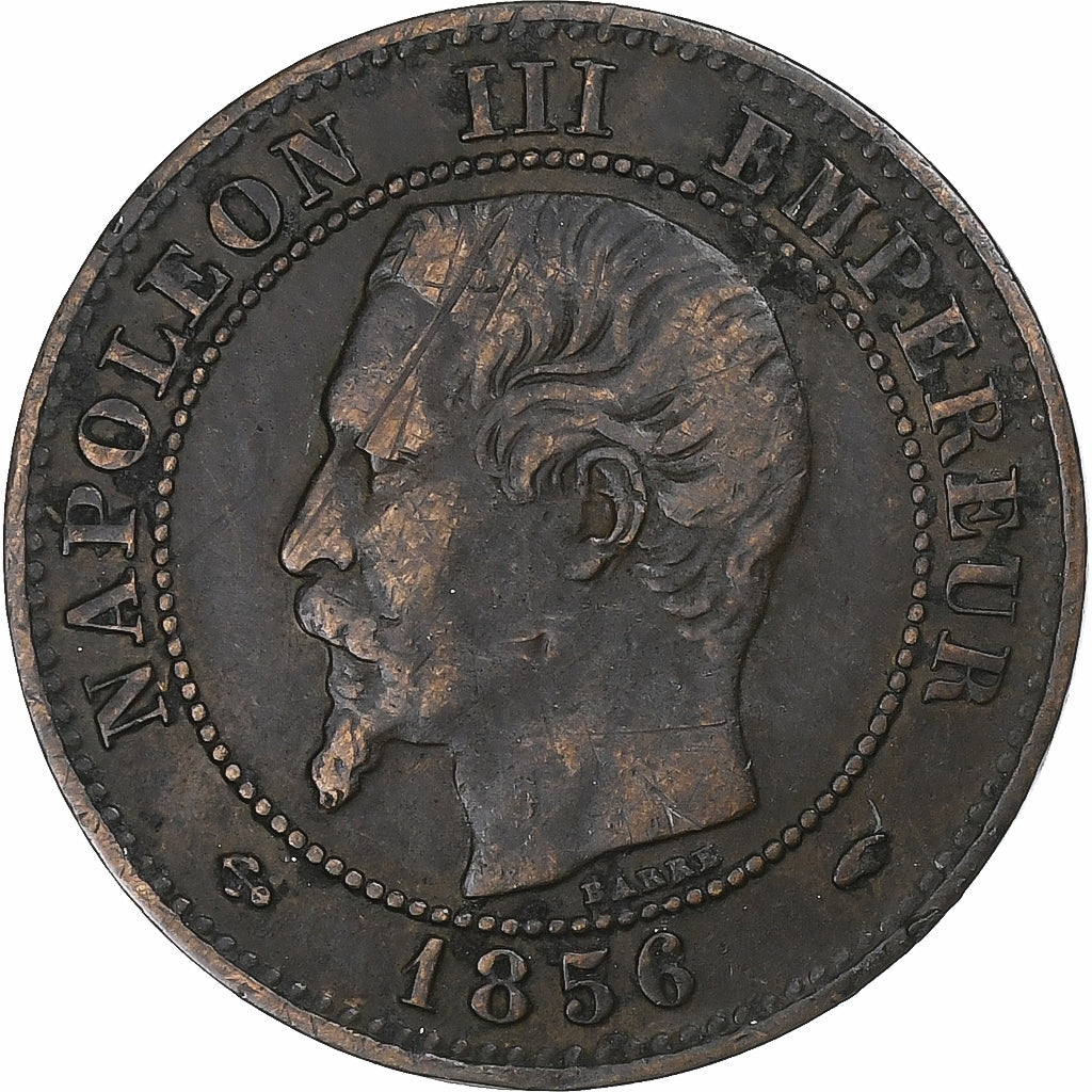 Francja, Napoleon III, 2 Centimes, Napoléon III, 1856, Paris, Brązowy