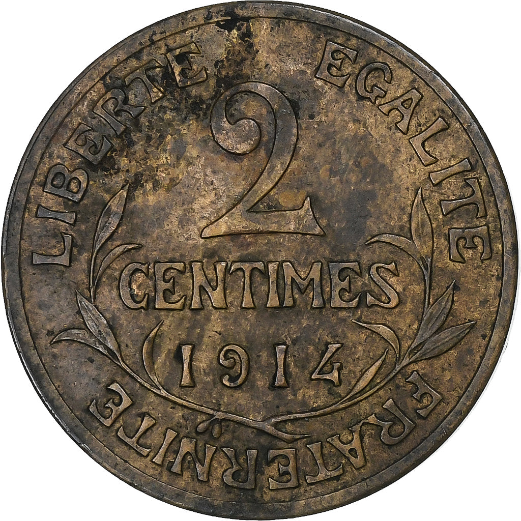 Frankrijk, 2 Centimes, 1914, Bronzen, FR