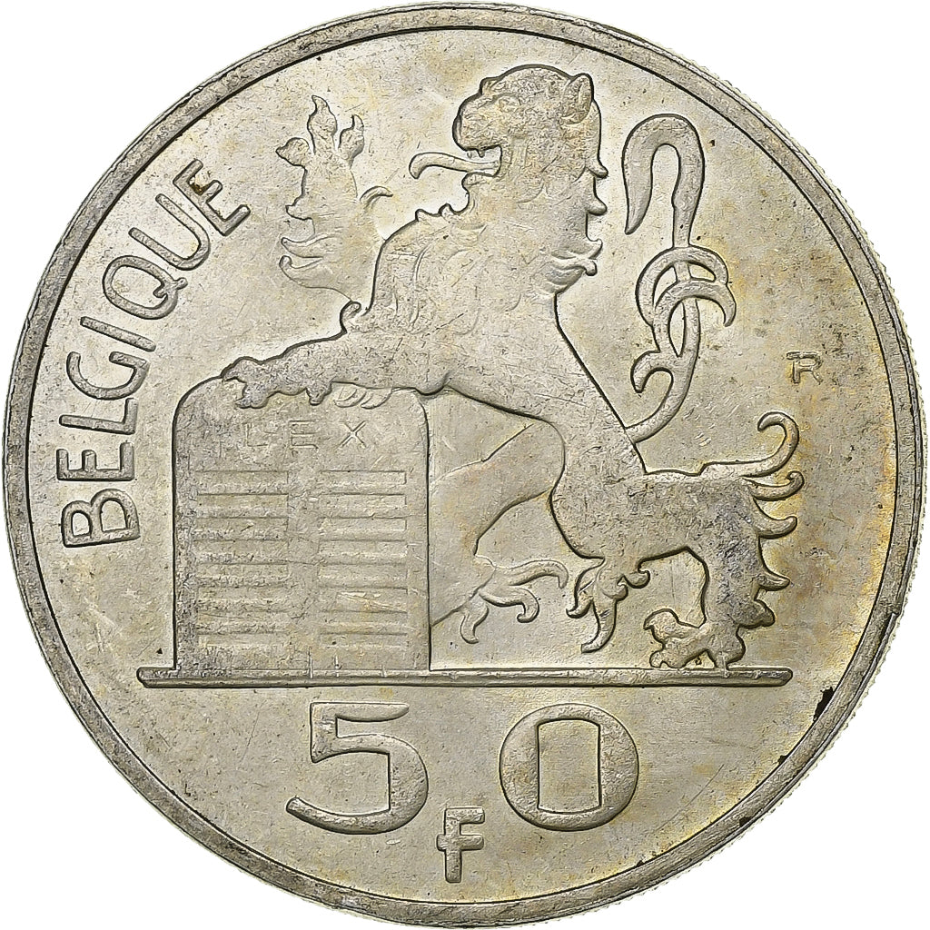 Belgium, Régence Prince Charles, 50 Francs, Mercure, 1948, Brussels, Silver