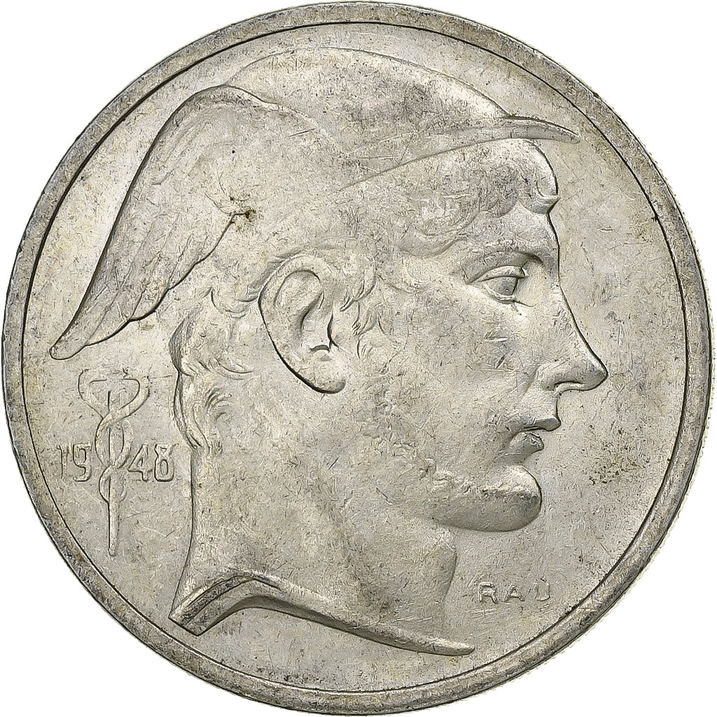 Belgium, Régence Prince Charles, 50 Francs, Mercure, 1948, Brussels, Silver