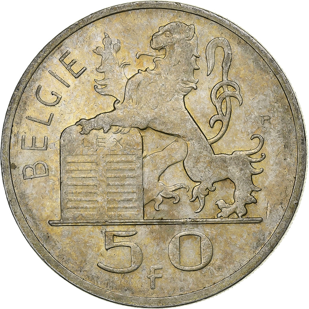 Belgium, Régence Prince Charles, 50 Francs, Mercure, 1948, Brussels, Silver