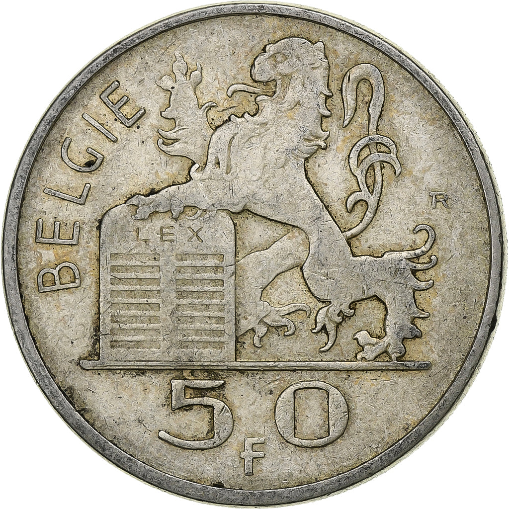 Belgio, 50 Francs, 50 Frank, 1951, Argento, BB, KM:136.1