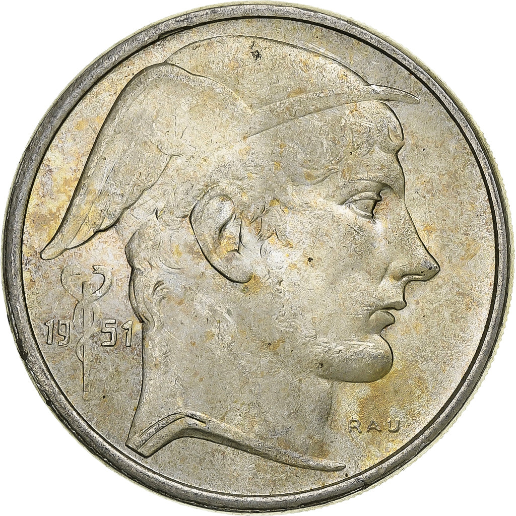 België, 50 Francs, 50 Frank, 1951, Zilver, PR, KM:136.1