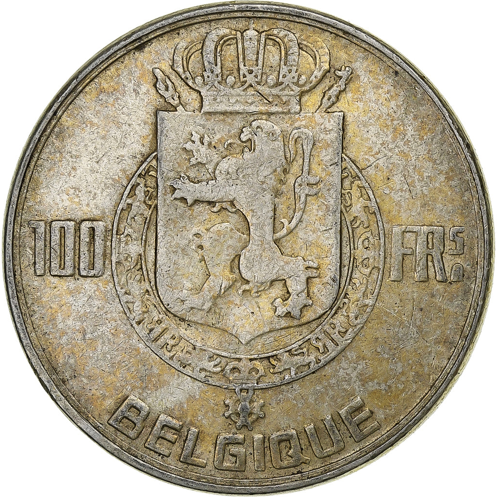 België, 100 Francs, 100 Frank, 1949, Zilver, PR, KM:139.1