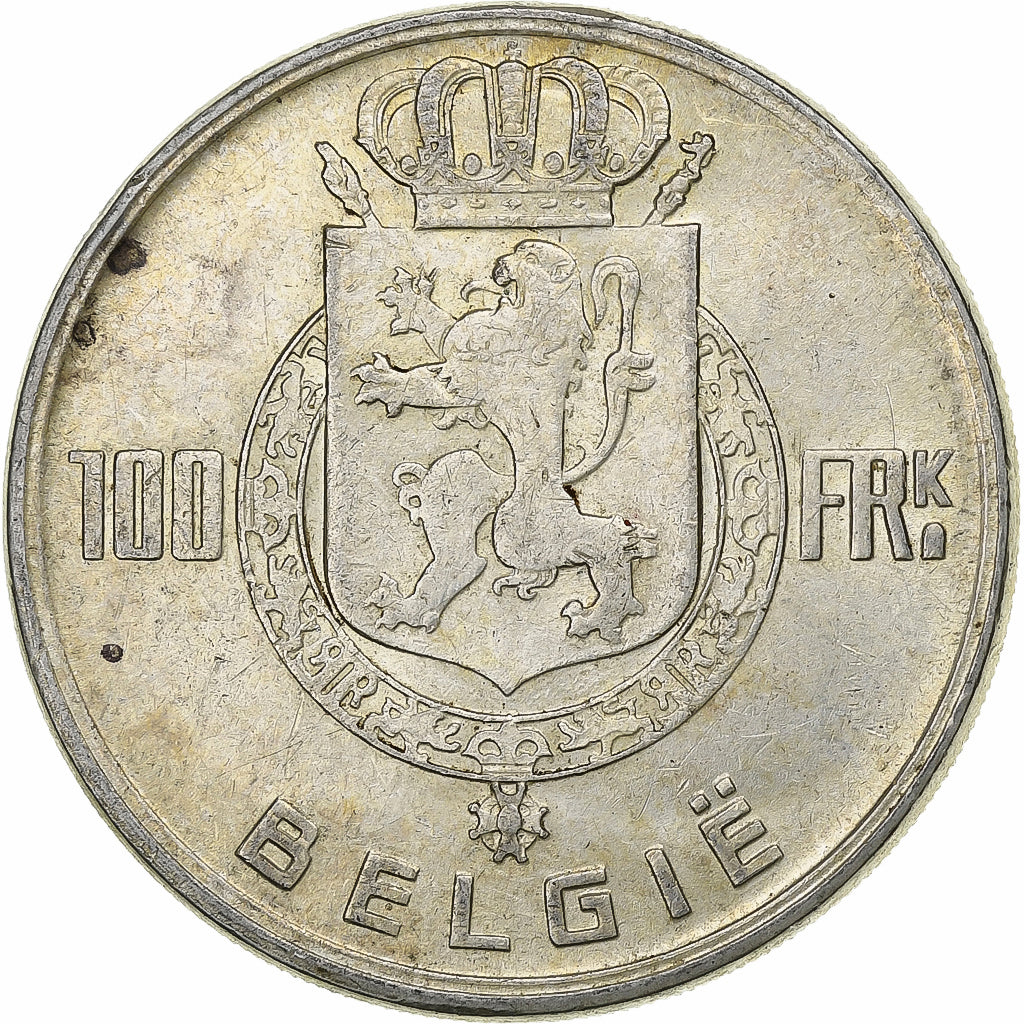 Belgio, Régence Prince Charles, 100 Francs, 100 Frank, 1951, Argento, SPL-