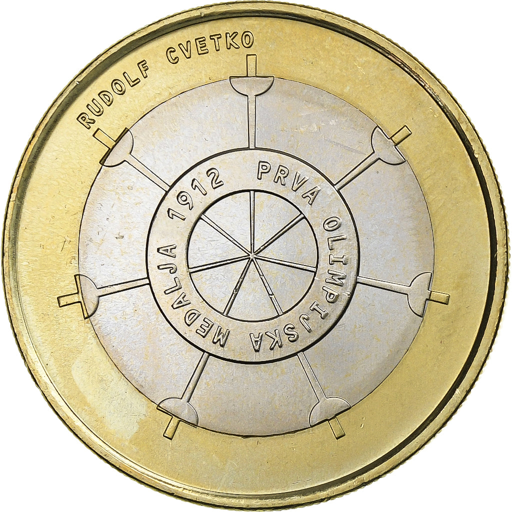 Slowenien, 3 Euro, 2012, Première médaille d'or olympique, VZ+, Bi-Metallic