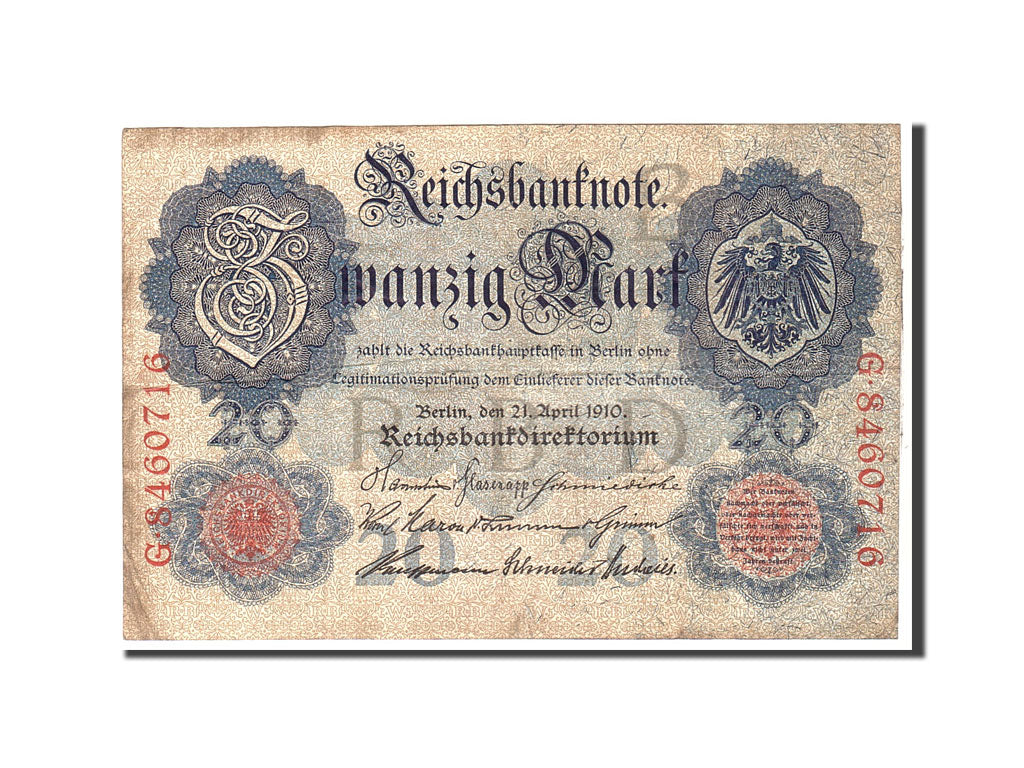 Banknote, Germany, 20 Mark, 1910, 1910-04-21, KM:40b, VF(20-25)